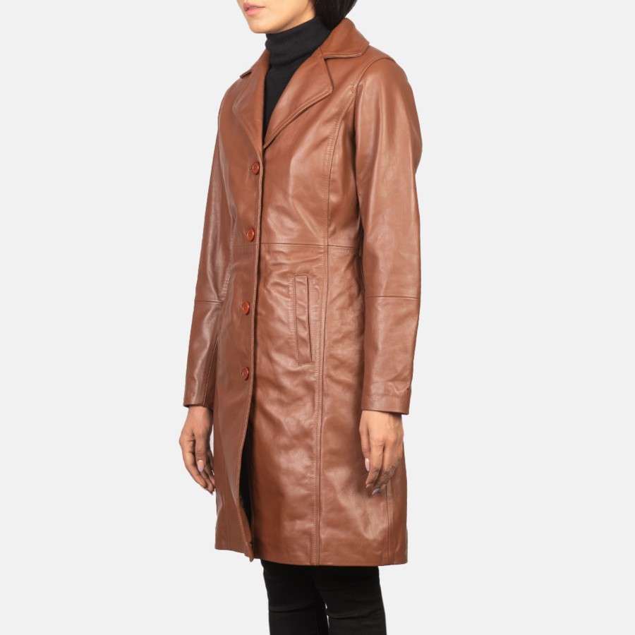 Women TheJacketMaker | Alexis Brown Single Breasted Leather Coat