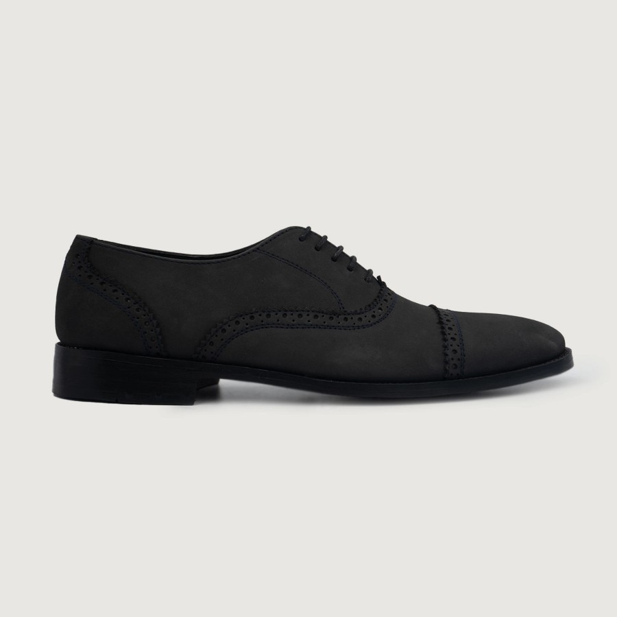 Men TheJacketMaker Dress Shoes | Greyson Brogues Oxford Black Nubuck Leather Shoes