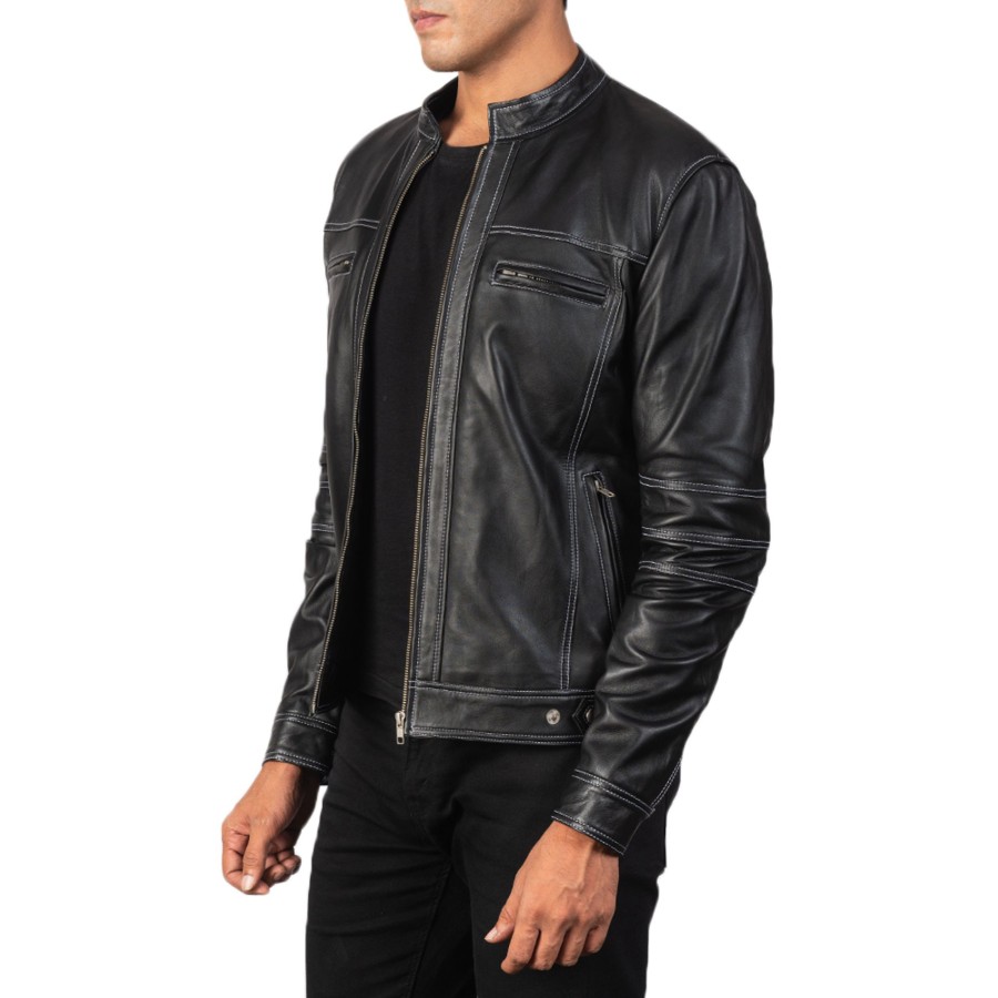 Men TheJacketMaker | Youngster Black Leather Biker Jacket