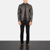 Men TheJacketMaker | Fernando Quilted Distressed Brown Leather Biker Jacket