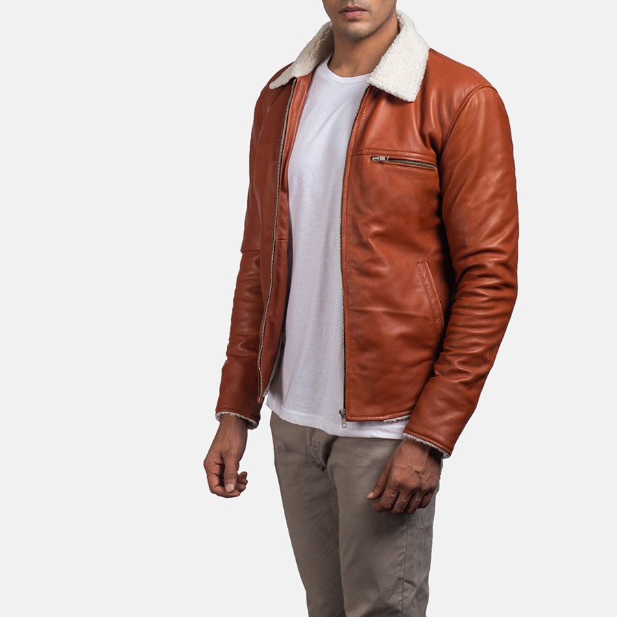 Men TheJacketMaker | Dan Frost Tan Shearling Jacket