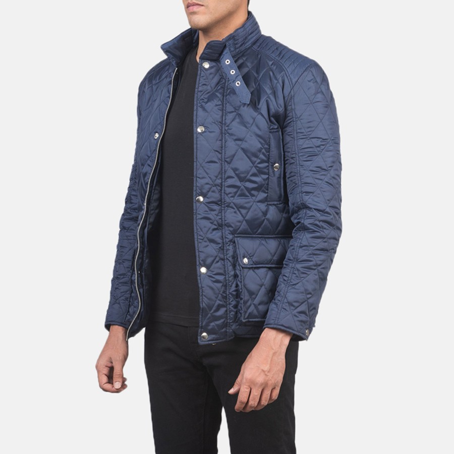 Men TheJacketMaker | Barry Quilted Blue Windbreaker Jacket