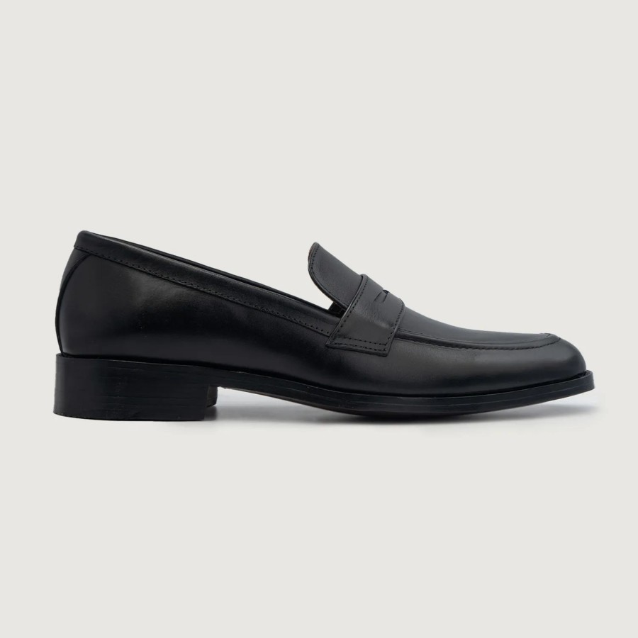 Men TheJacketMaker Casual Shoes | Baxton Black Leather Loafers