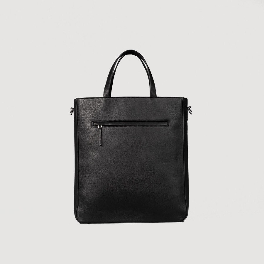 Men TheJacketMaker Gifts For Him | The Poet Black Leather Tote Bag