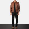 Men TheJacketMaker | Coffmen Brown A2 Leather Bomber Jacket