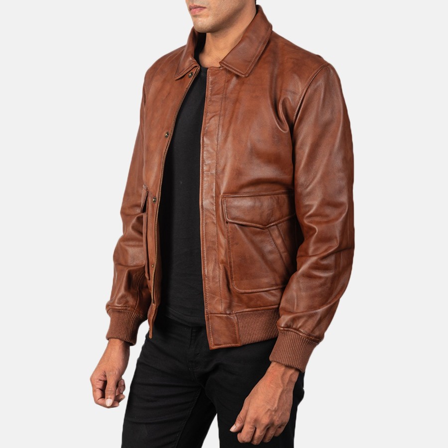 Men TheJacketMaker | Coffmen Brown A2 Leather Bomber Jacket