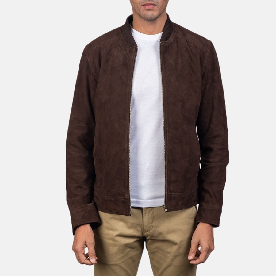 Men TheJacketMaker Gifts For Him | Blain Mocha Suede Bomber Jacket