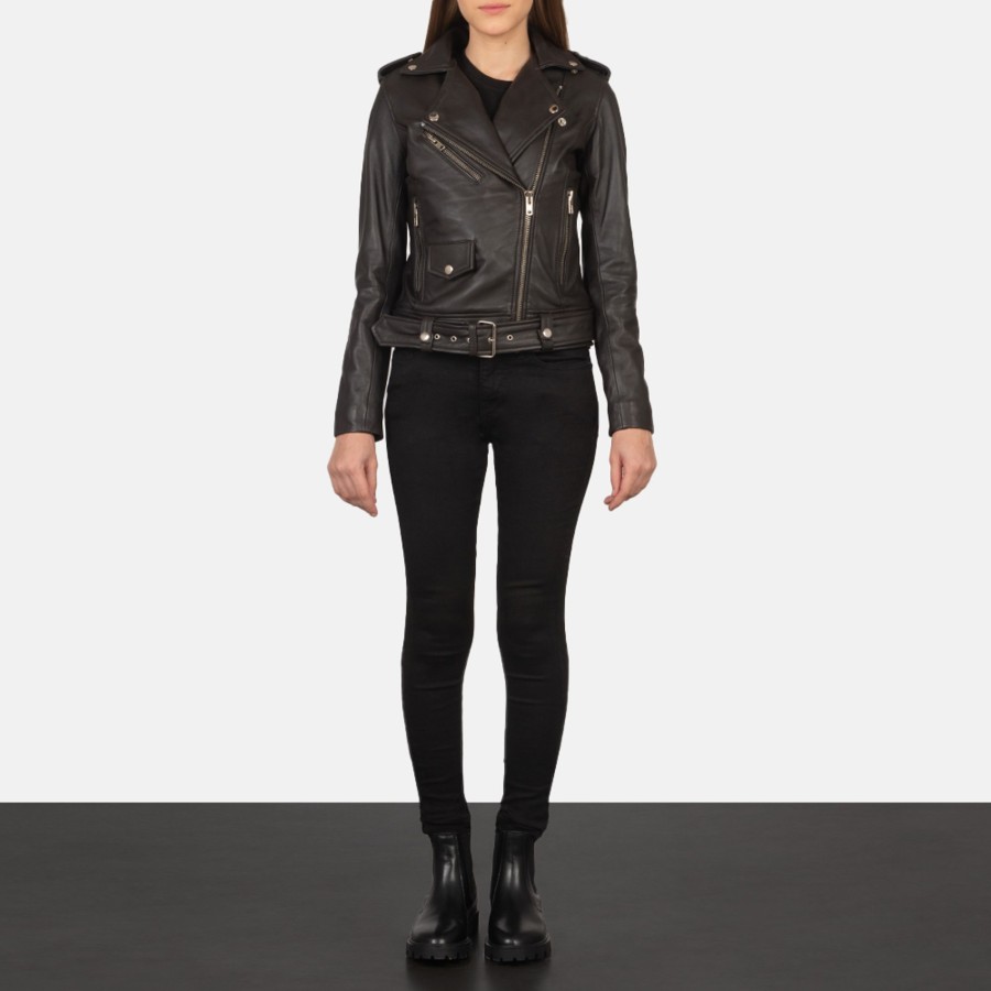 Women TheJacketMaker | Alison Brown Leather Biker Jacket