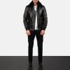 Men TheJacketMaker | Airin G-1 Black Leather Bomber Jacket