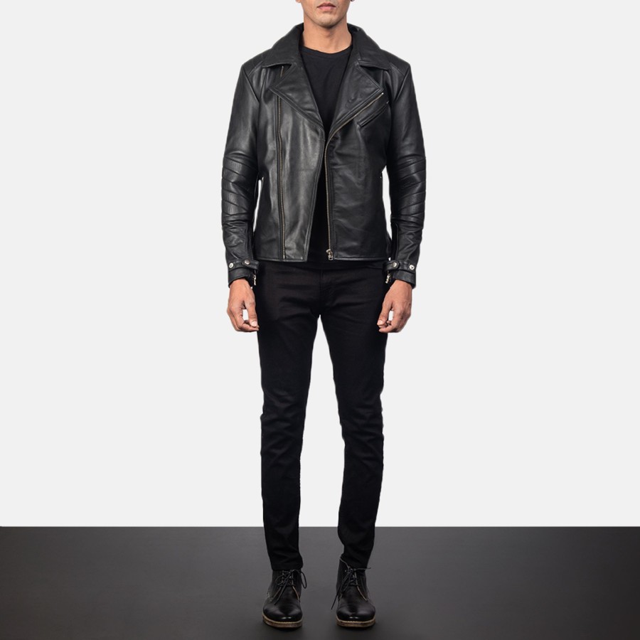 Men TheJacketMaker | Raiden Black Leather Biker Jacket