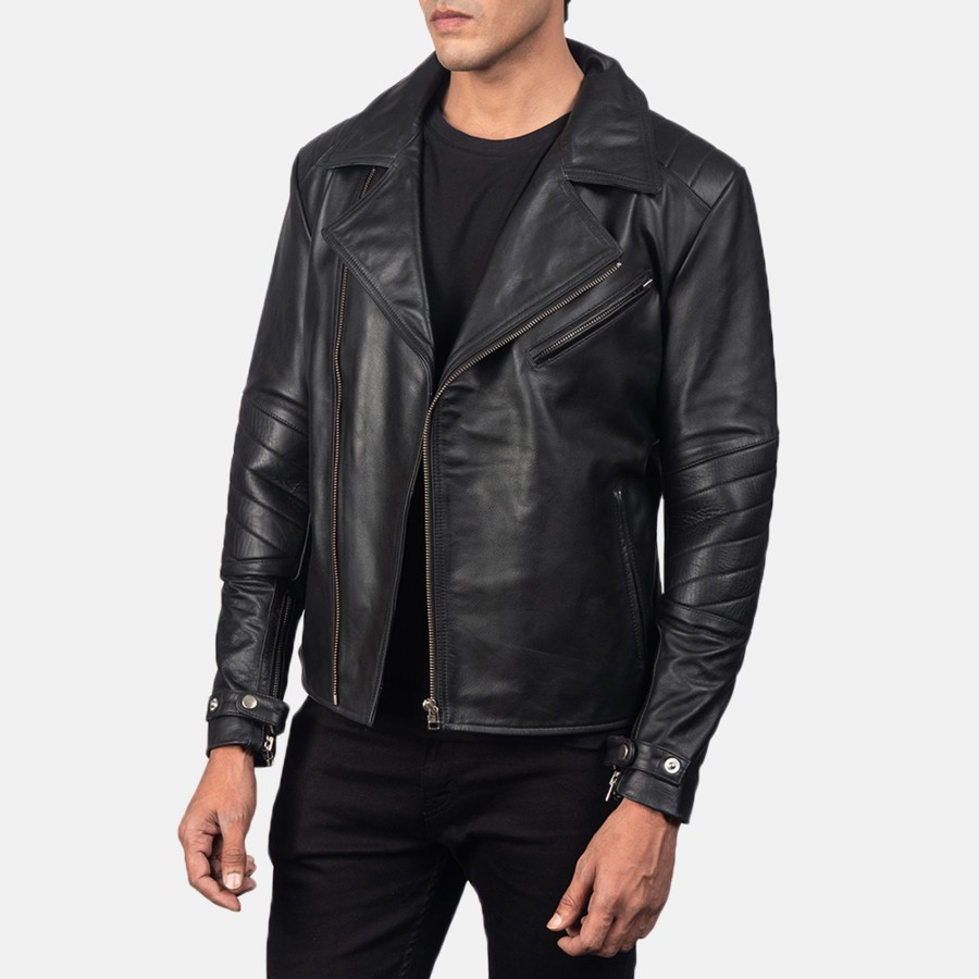 Men TheJacketMaker | Raiden Black Leather Biker Jacket