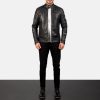 Men TheJacketMaker | Dean Black Leather Biker Jacket