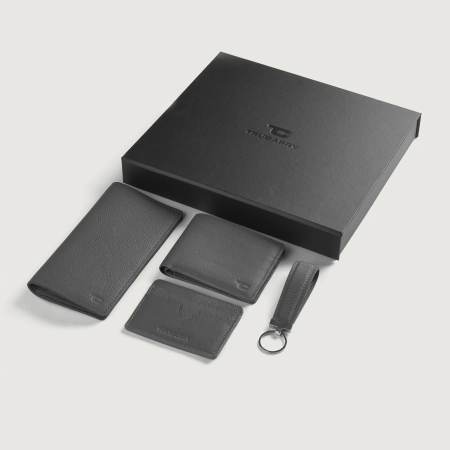 Men TheJacketMaker Gifts For Him | Timeless Taylen Grey Leather Gift Set