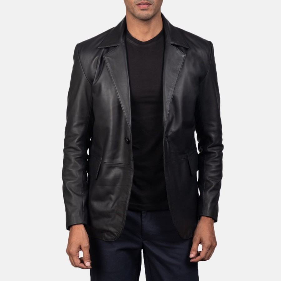 Men TheJacketMaker Gifts For Him | Daron Black Leather Blazer