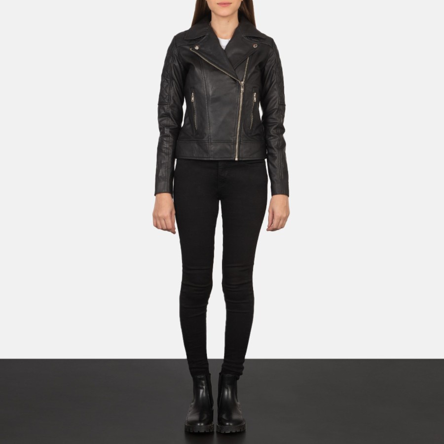 Women TheJacketMaker | Carolyn Quilted Black Biker Jacket