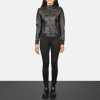 Women TheJacketMaker | Zenna Black Leather Bomber Jacket