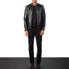 Men TheJacketMaker | Tea House Black Leather Biker Jacket