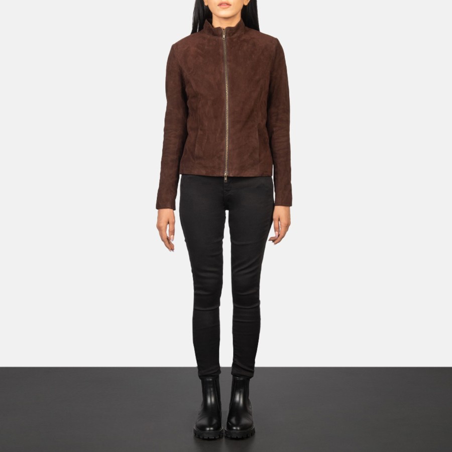 Women TheJacketMaker | Rumella Mocha Suede Biker Jacket