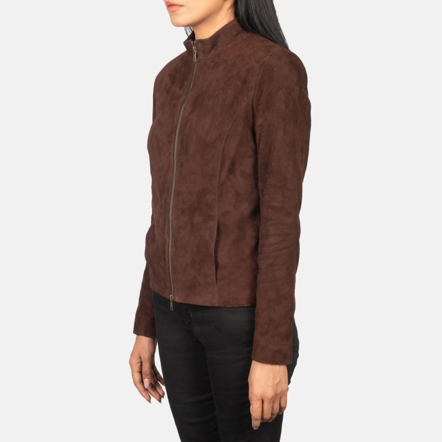 Women TheJacketMaker | Rumella Mocha Suede Biker Jacket