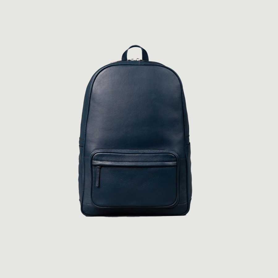 Men TheJacketMaker Business Bags | The Philos Midnight Blue Leather Backpack