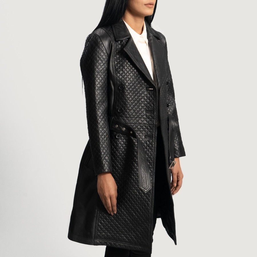 Women TheJacketMaker | Sweet Susan Black Leather Trench Coat