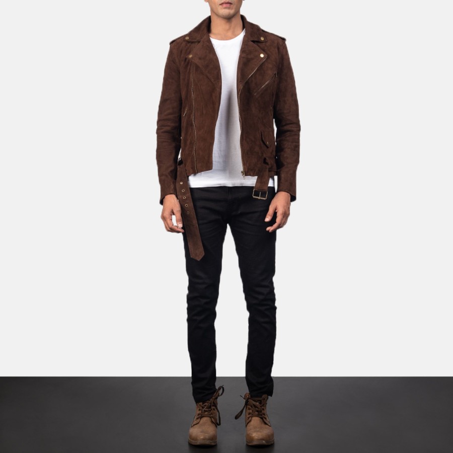 Men TheJacketMaker | Allaric Alley Mocha Suede Biker Jacket