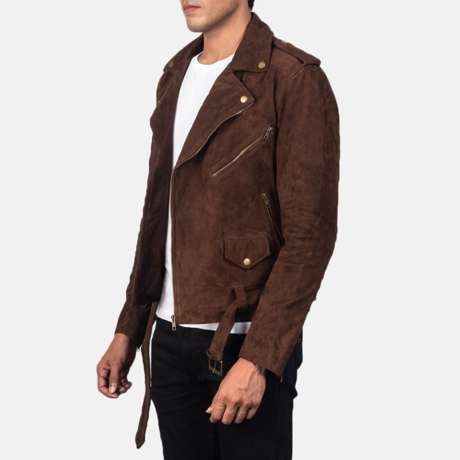 Men TheJacketMaker | Allaric Alley Mocha Suede Biker Jacket