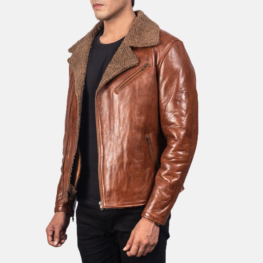 Men TheJacketMaker | Alberto Shearling Brown Leather Jacket