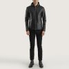 Men TheJacketMaker | Andy Matte Black Hooded Leather Jacket