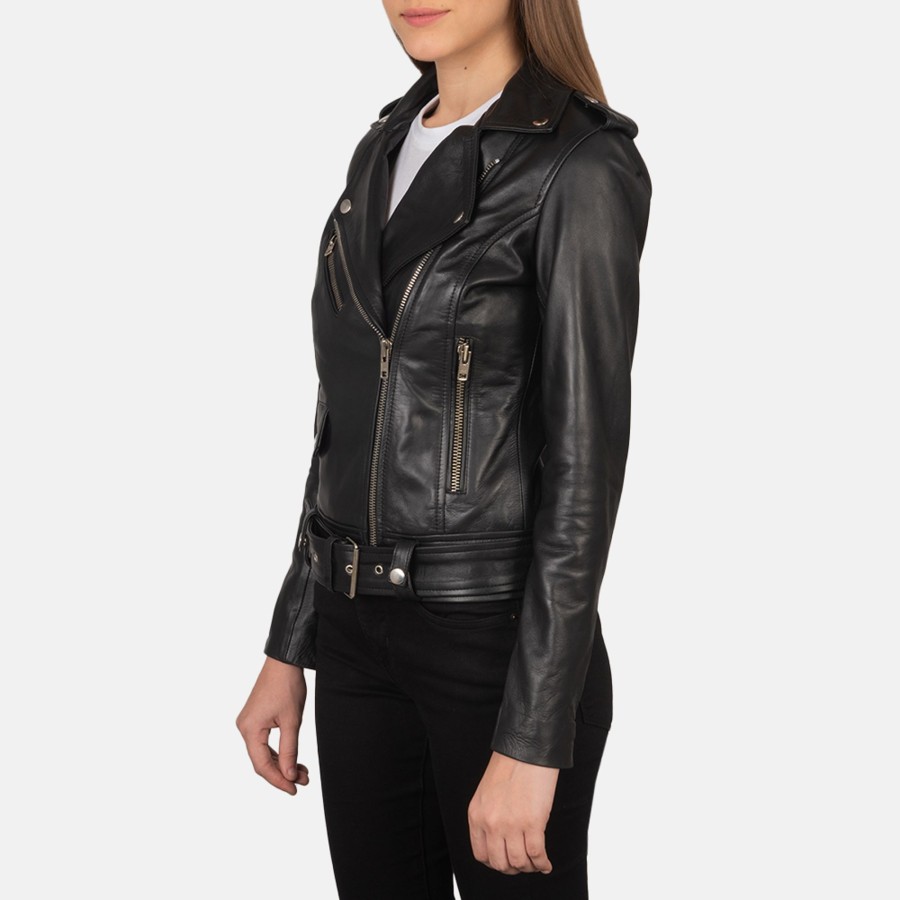 Women TheJacketMaker | Alison Black Leather Biker Jacket