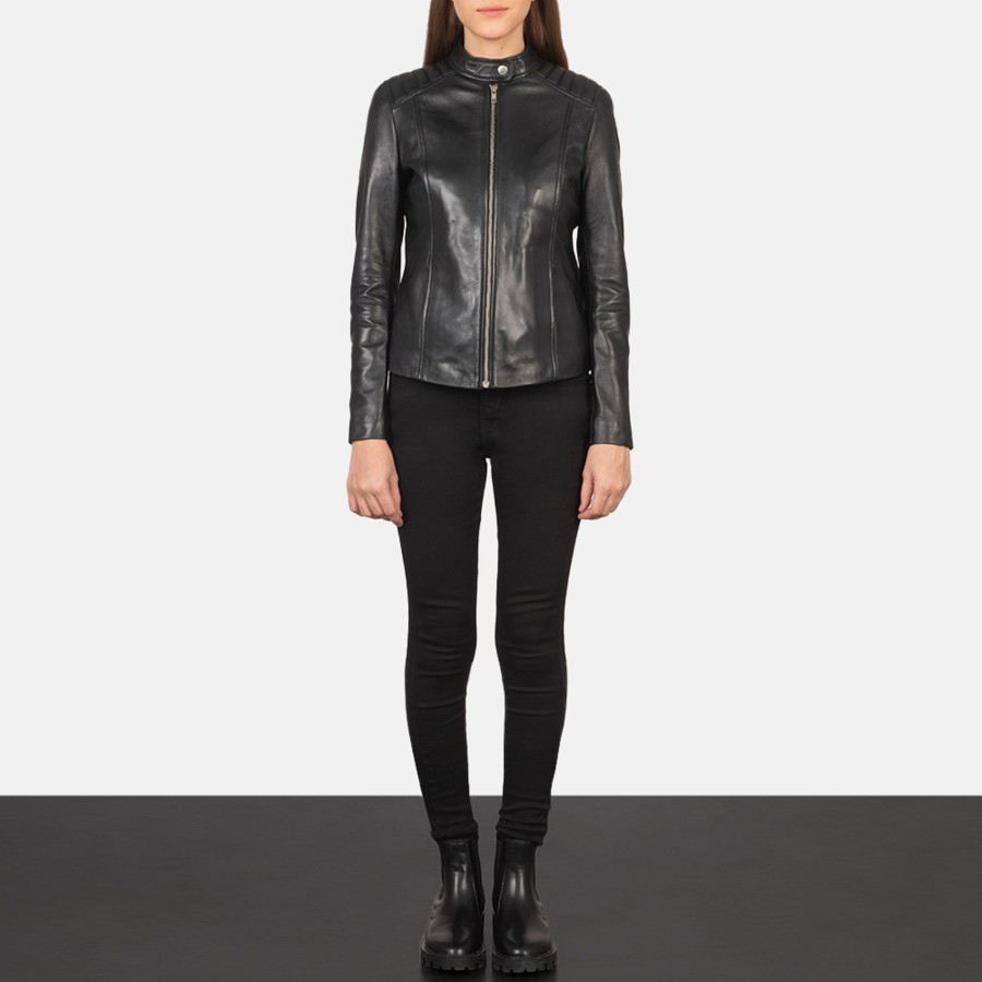 Women TheJacketMaker | Kelsee Black Leather Biker Jacket