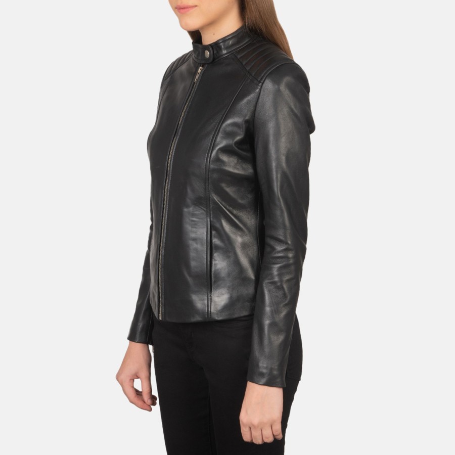 Women TheJacketMaker | Kelsee Black Leather Biker Jacket