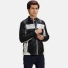 Men TheJacketMaker | Randolf Silver Black Leather Biker Jacket