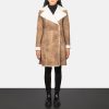 Women TheJacketMaker | Amie Distressed Brown Double Breasted Shearling Coat