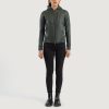 Women TheJacketMaker | Luna Green Hooded Leather Bomber Jacket