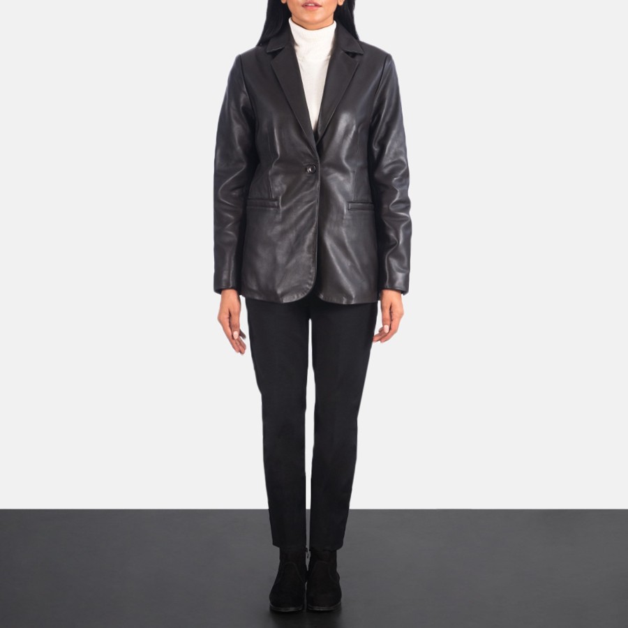 Women TheJacketMaker | Norma Brown Leather Blazer