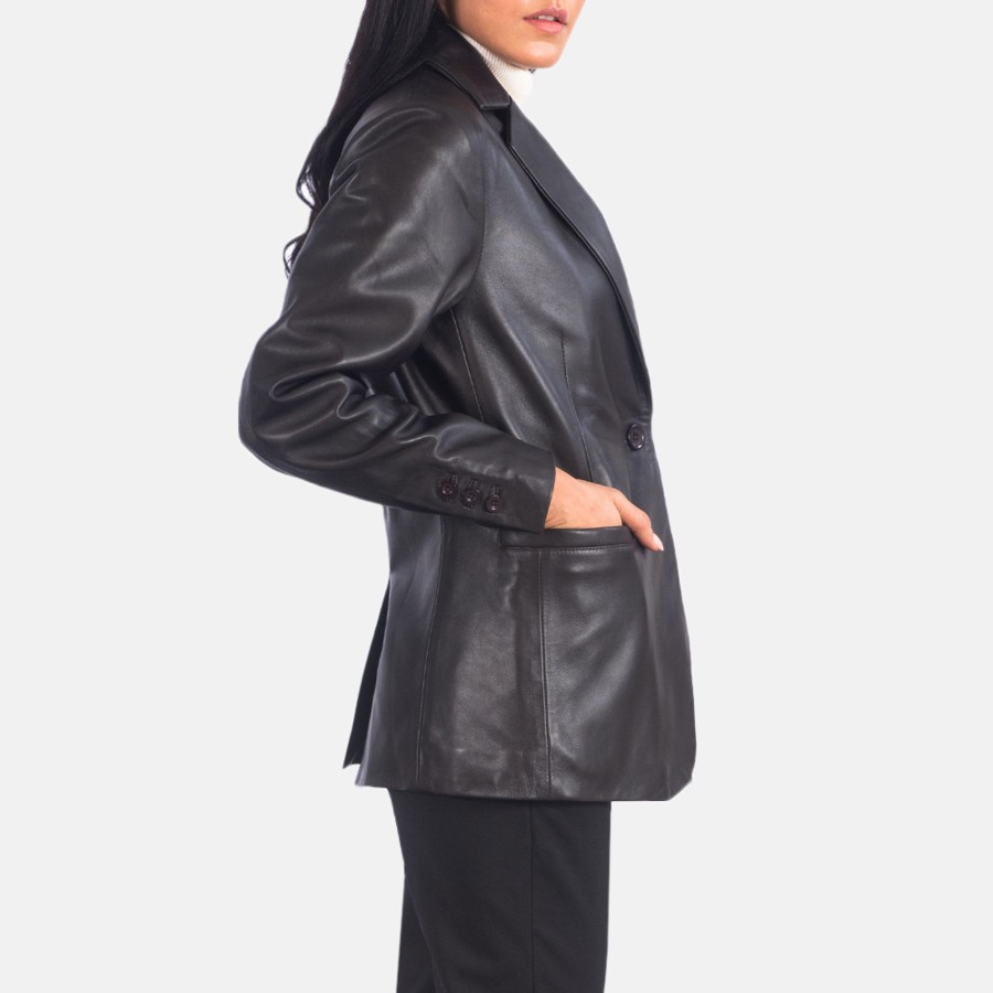 Women TheJacketMaker | Norma Brown Leather Blazer