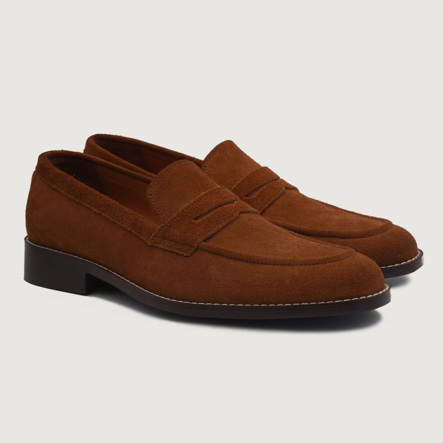 Men TheJacketMaker Leather Loafers | Baxton Brown Suede Leather Loafers