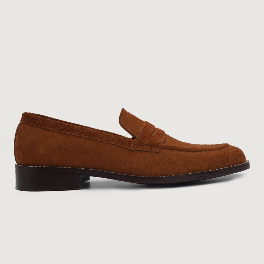 Men TheJacketMaker Leather Loafers | Baxton Brown Suede Leather Loafers