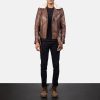 Men TheJacketMaker | Furton Brown Leather Biker Jacket