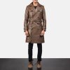 Men TheJacketMaker | Royson Brown Leather Duster Coat