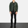 Men TheJacketMaker | Armand Green Suede Biker Jacket