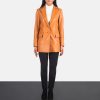 Women TheJacketMaker | Marilyn Tan Brown Leather Blazer