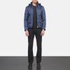 Men TheJacketMaker | Alps Quilted Blue Hooded Windbreaker Jacket