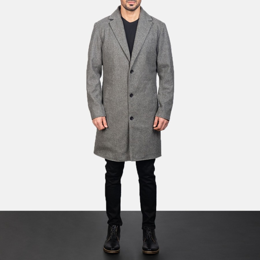 Men TheJacketMaker | Petrillo Grey Wool Single Breasted Coat