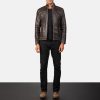 Men TheJacketMaker | Youngster Brown Leather Biker Jacket