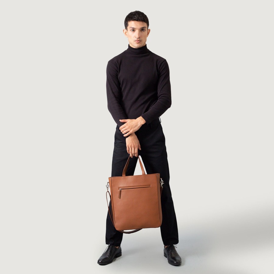 Men TheJacketMaker Travel Bags | The Poet Brown Leather Tote Bag