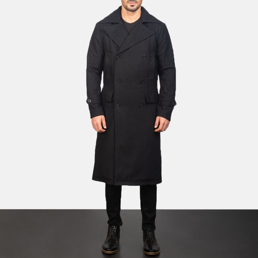 Men TheJacketMaker | Detective Black Wool Coat