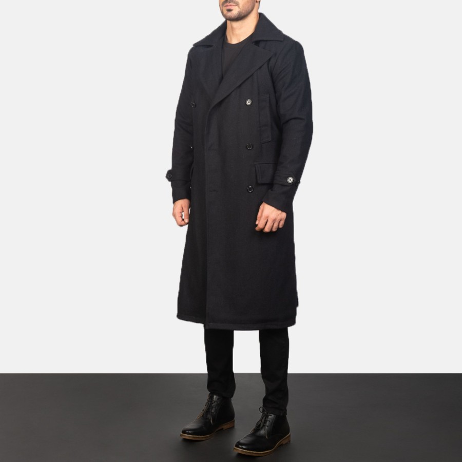 Men TheJacketMaker | Detective Black Wool Coat