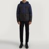 Men TheJacketMaker | Wayne Black & Blue Hooded Puffer Jacket